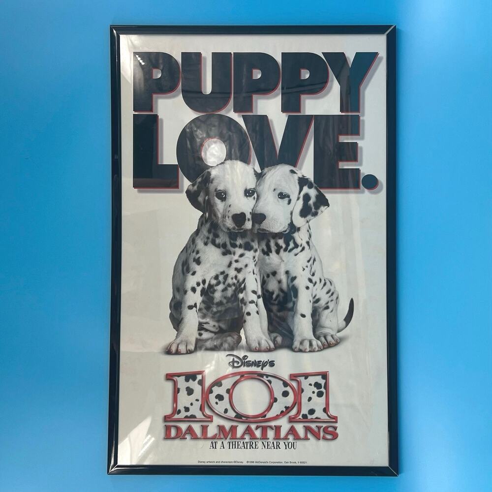 90s Disney 101 Dalmatians McDonald’s Puppy Love Framed Poster 1990s Vintage